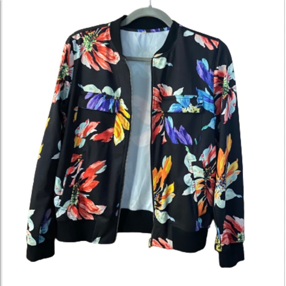BOMBER JACKET FLORAL PRINT - Picture 2 of 7